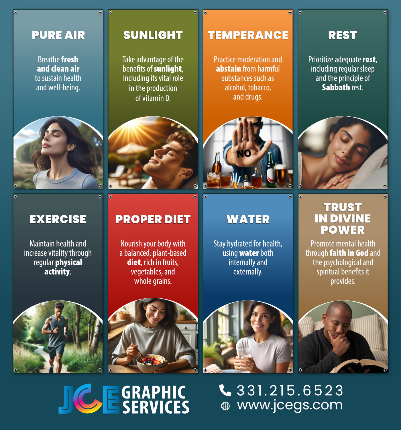 8 Laws of Health Banner Set: JCE Graphic Services