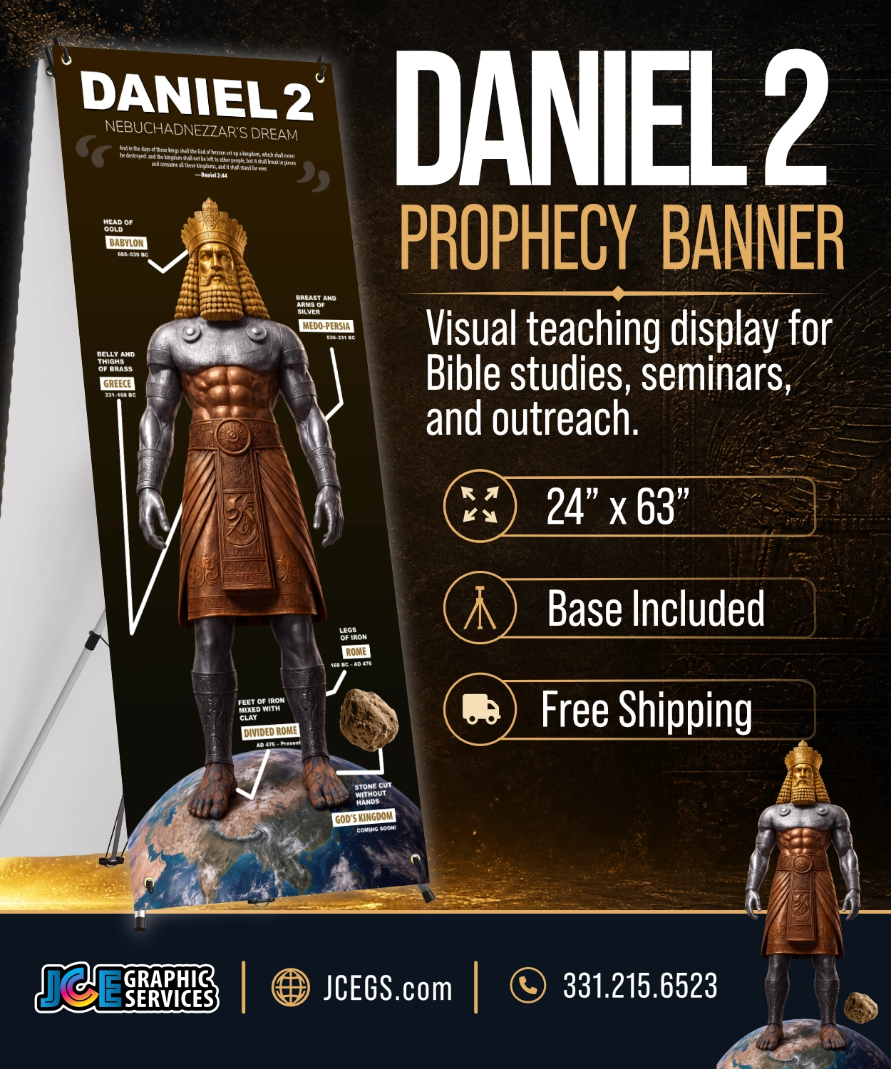 Banner profético de Daniel 2 con soporte X-stand