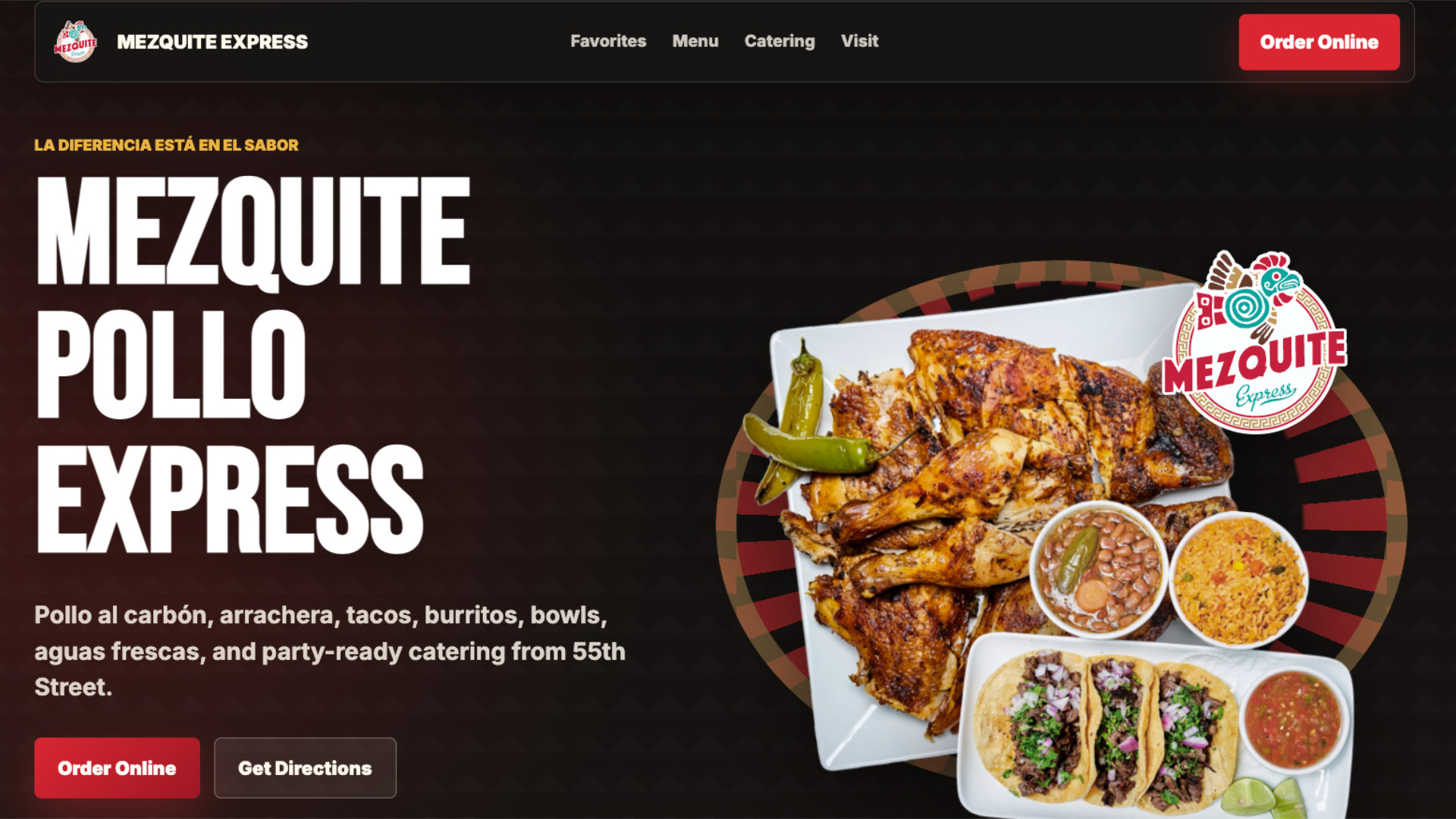 Mezquite Pollo Express website from the JCE portfolio