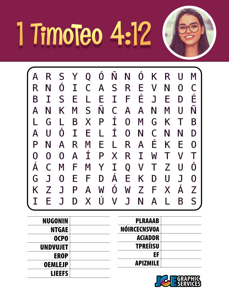 1 Timoteo 4:12 sopa de letras
