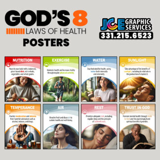 God’s 8 Laws of Health set of eight cardstock posters