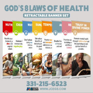 God’s 8 Laws of Health Retractable Banner Set
