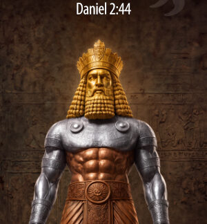 English Daniel 2 bookmark showing Nebuchadnezzar’s statue and Daniel 2:44.