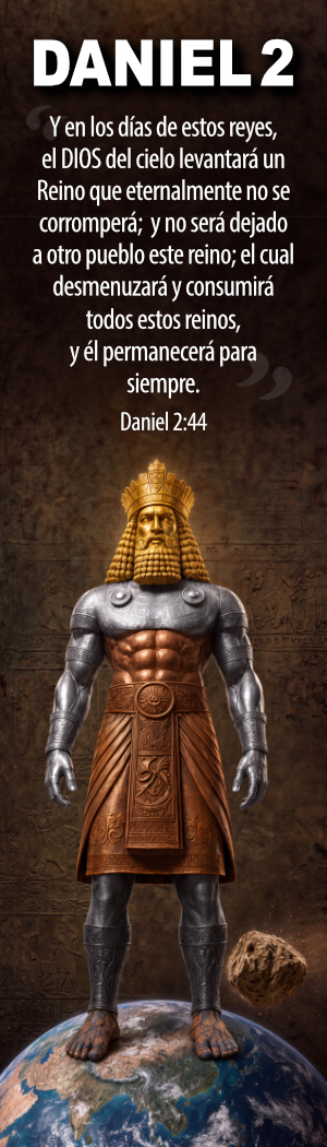 Spanish Daniel 2 bookmark showing Nebuchadnezzar’s statue and Daniel 2:44.