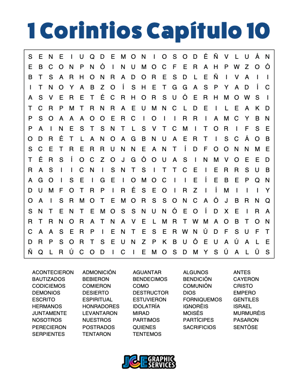 Sopa de Letras - 1 Corintios Cápitulo 10
