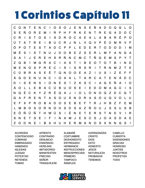 Sopa de Letras - 1 Corintios Cápitulo 11