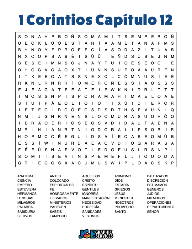 Sopa de Letras - 1 Corintios Cápitulo 12