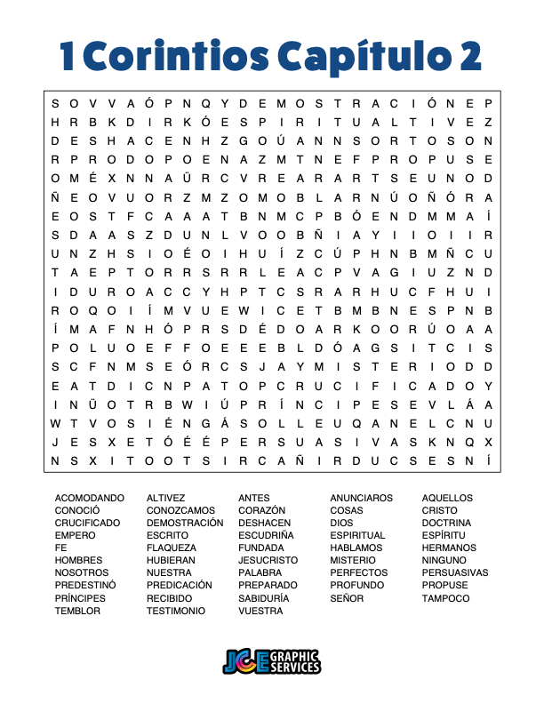 Sopa de Letras - 1 Corintios Cápitulo 2
