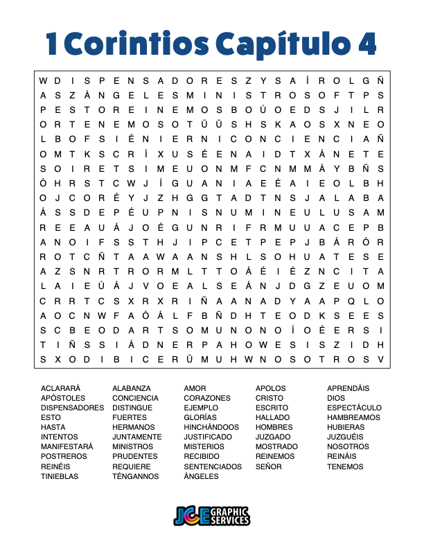 Sopa de Letras - 1 Corintios Cápitulo 4