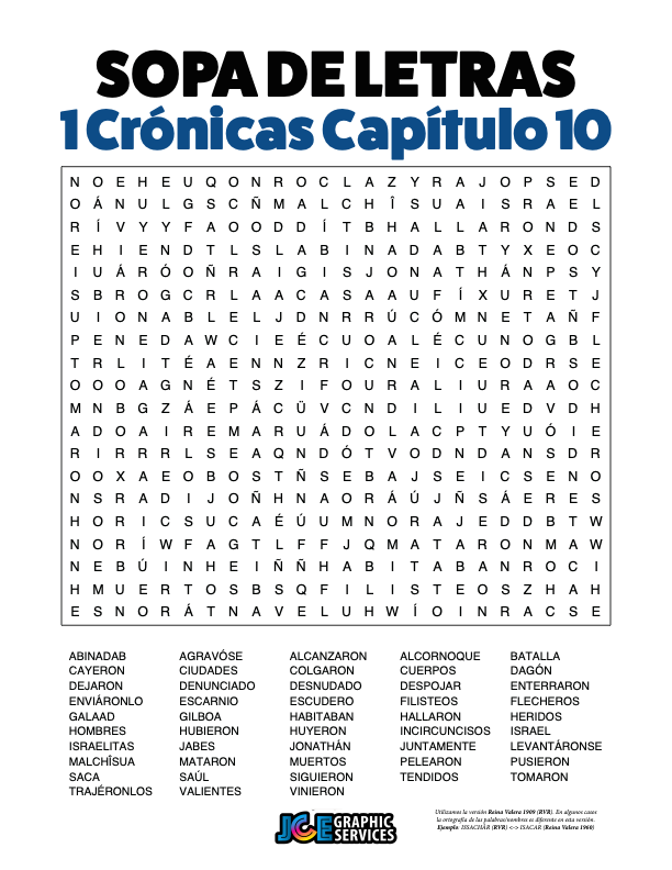 Sopa de Letras - 1 Crónicas Cápitulo 10