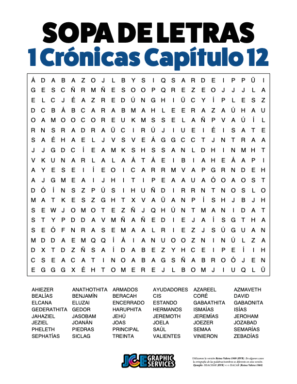Sopa de Letras - 1 Crónicas Cápitulo 12