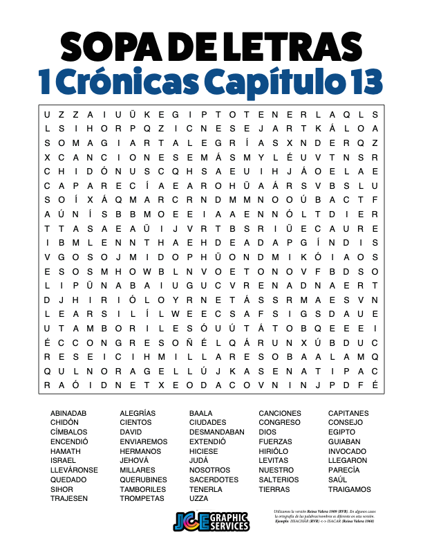 Sopa de Letras - 1 Crónicas Cápitulo 13
