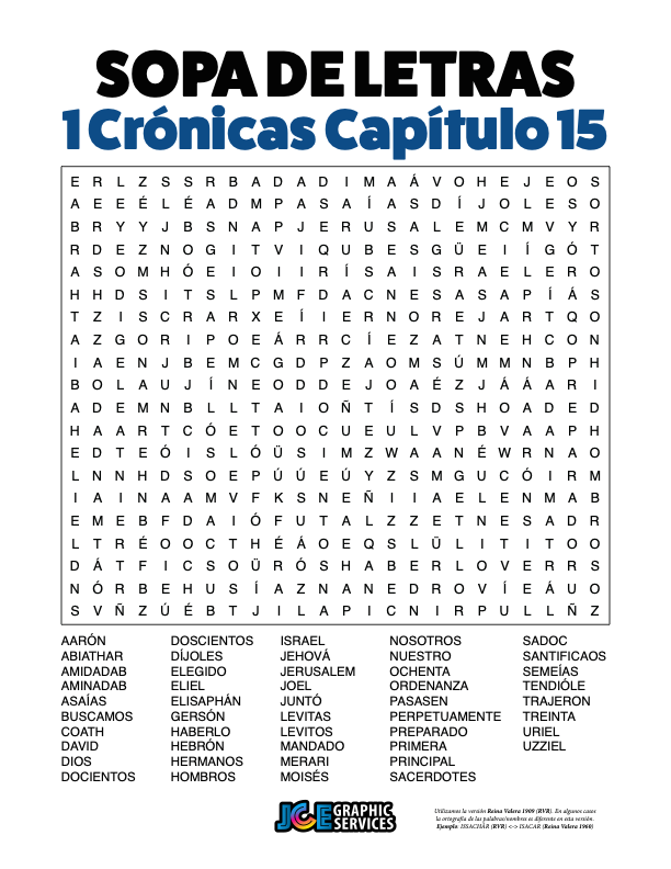 Sopa de Letras - 1 Crónicas Cápitulo 15