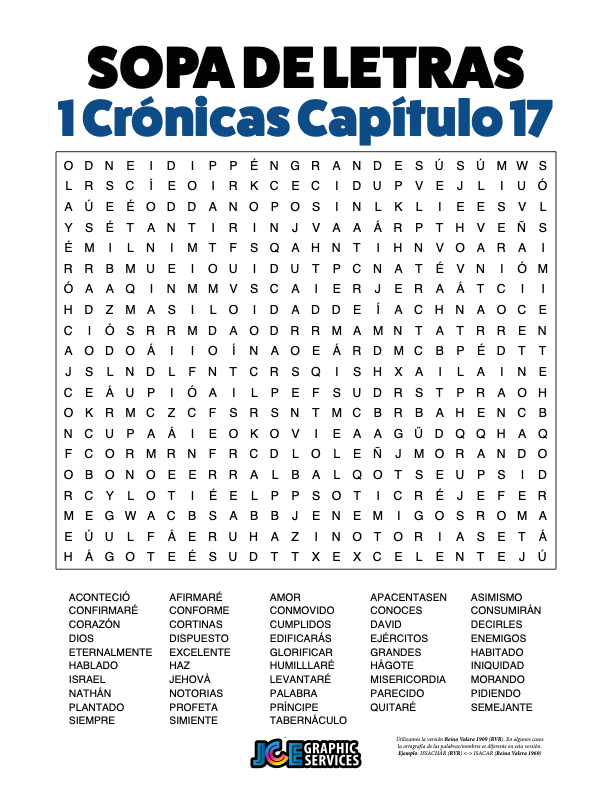 Sopa de Letras - 1 Crónicas Cápitulo 17