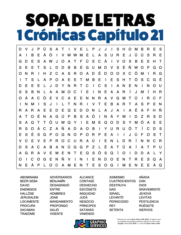 Sopa de Letras - 1 Crónicas Cápitulo 21