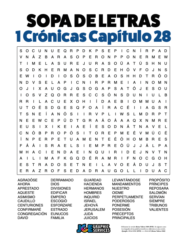 Sopa de Letras - 1 Crónicas Cápitulo 28