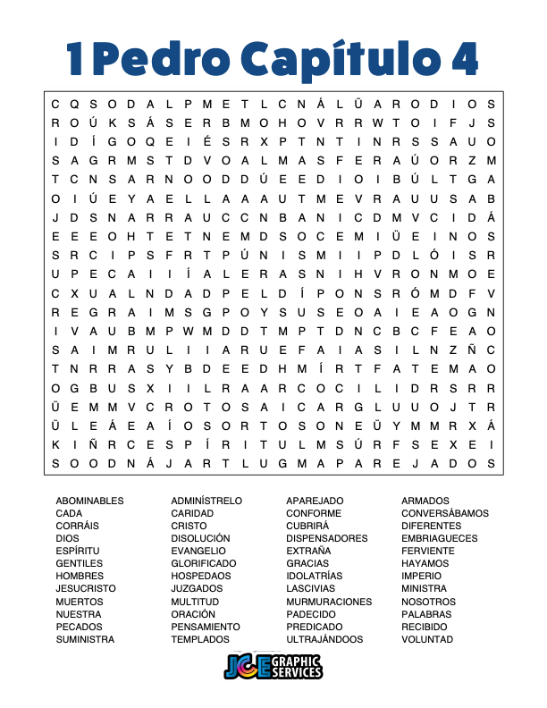 Sopa de Letras - 1 Pedro Cápitulo 4