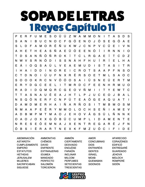 Sopa de Letras - 1 Reyes Cápitulo 11