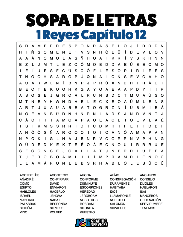 Sopa de Letras - 1 Reyes Cápitulo 12