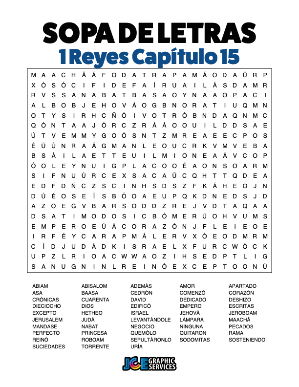 Sopa de Letras - 1 Reyes Cápitulo 15