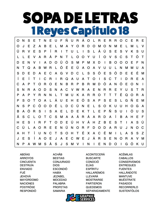Sopa de Letras - 1 Reyes Cápitulo 18
