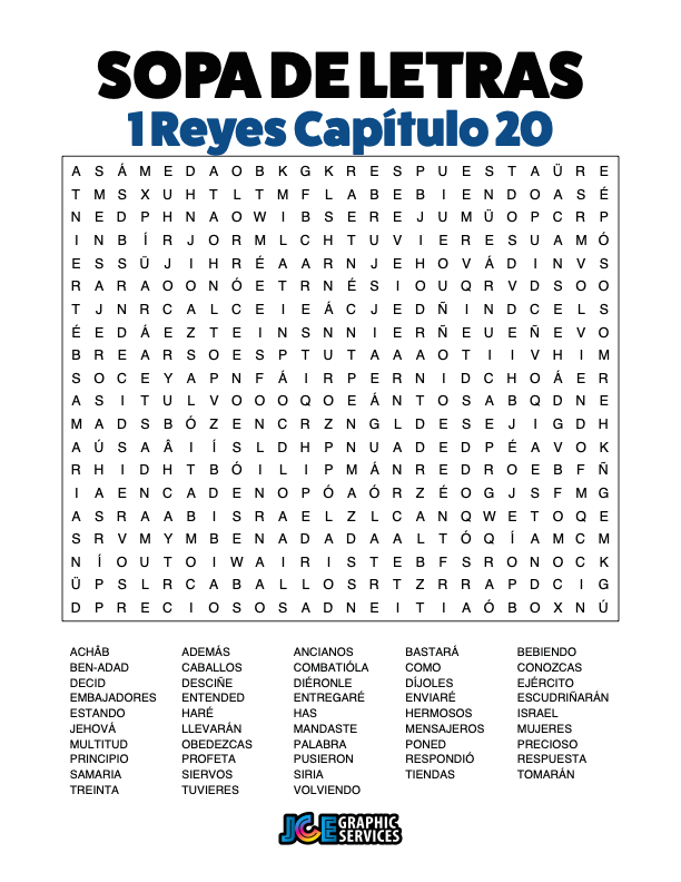 Sopa de Letras - 1 Reyes Cápitulo 20