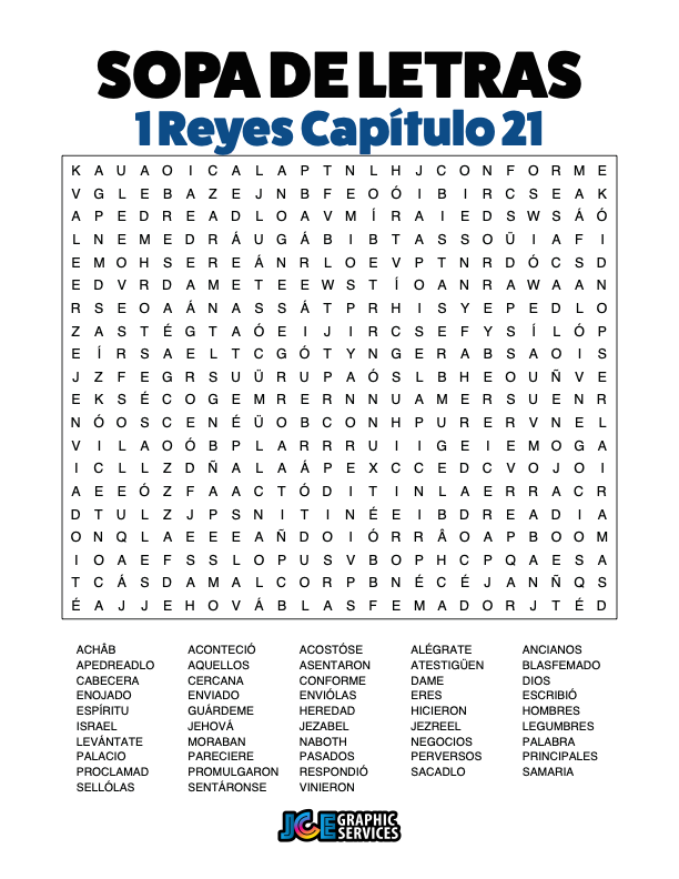Sopa de Letras - 1 Reyes Cápitulo 21