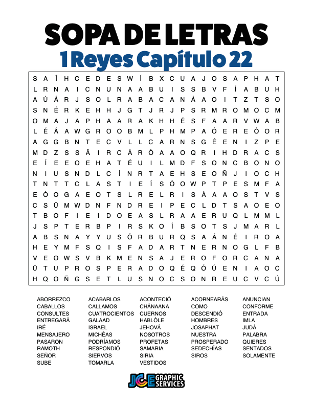 Sopa de Letras - 1 Reyes Cápitulo 22