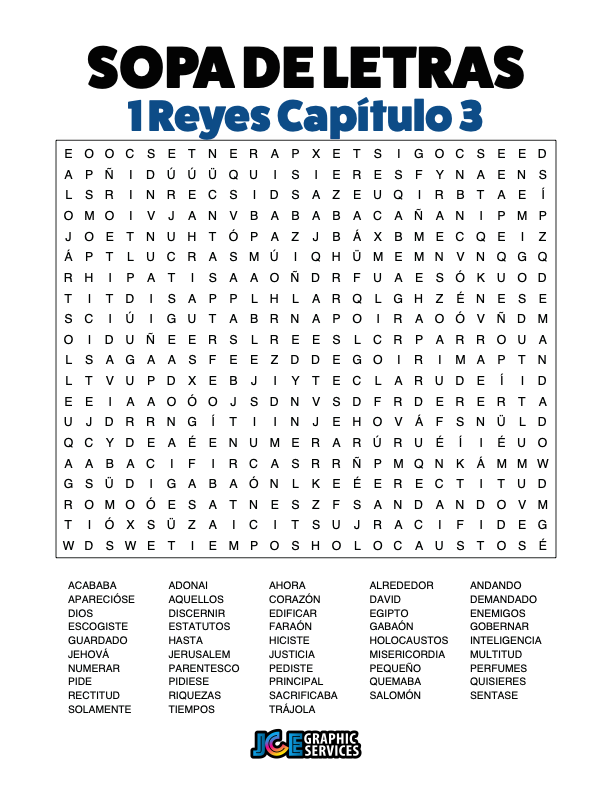 Sopa de Letras - 1 Reyes Cápitulo 3