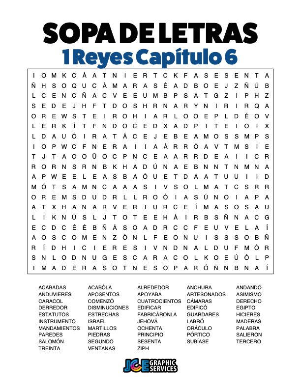 Sopa de Letras - 1 Reyes Cápitulo 6