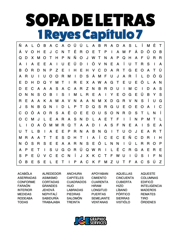Sopa de Letras - 1 Reyes Cápitulo 7