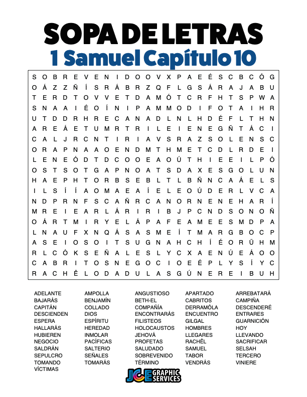 Sopa de Letras - 1 Samuel Cápitulo 10