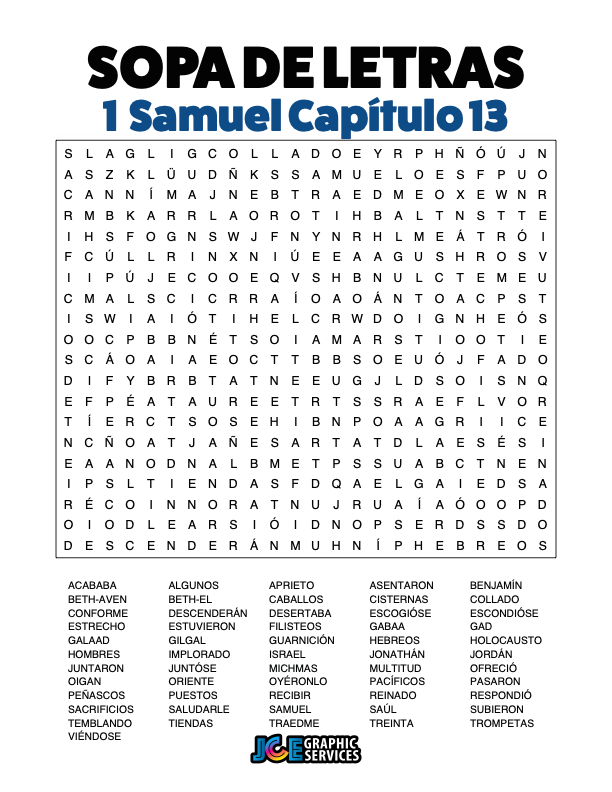 Sopa de Letras - 1 Samuel Cápitulo 13