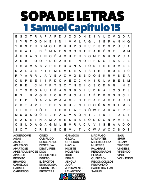 Sopa de Letras - 1 Samuel Cápitulo 15