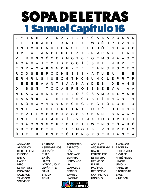 Sopa de Letras - 1 Samuel Cápitulo 16