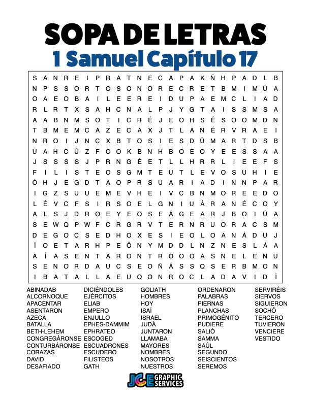 Sopa de Letras - 1 Samuel Cápitulo 17
