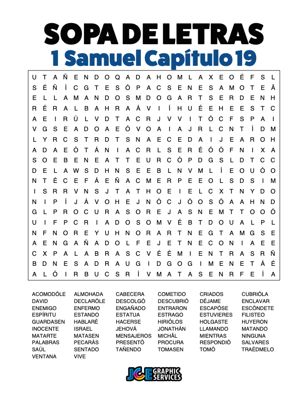 Sopa de Letras - 1 Samuel Cápitulo 19