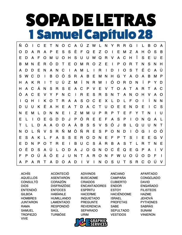 Sopa de Letras - 1 Samuel Cápitulo 28