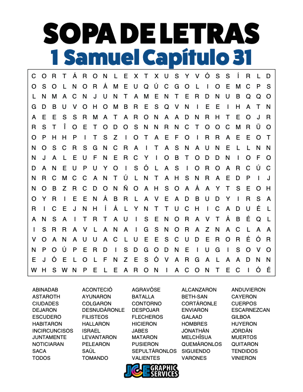 Sopa de Letras - 1 Samuel Cápitulo 31