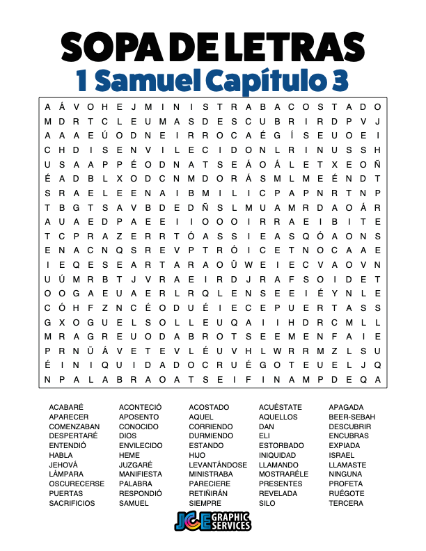 Sopa de Letras - 1 Samuel Cápitulo 3
