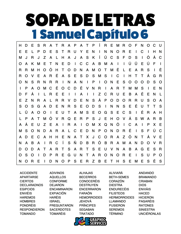 Sopa de Letras - 1 Samuel Cápitulo 6