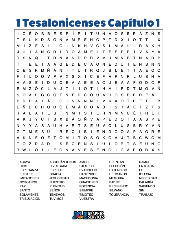 Sopa de Letras - 1 Tesalonicenses Cápitulo 1