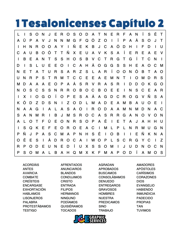 Sopa de Letras - 1 Tesalonicenses Cápitulo 2
