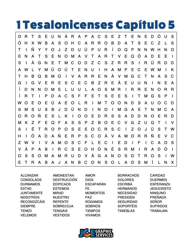 Sopa de Letras - 1 Tesalonicenses Cápitulo 5