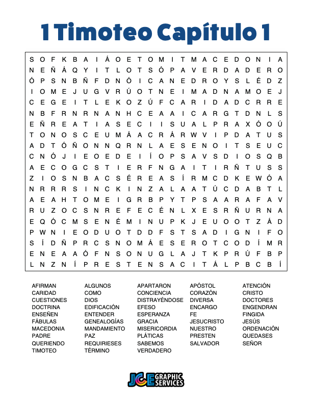 Sopa de Letras - 1 Timoteo Cápitulo 1
