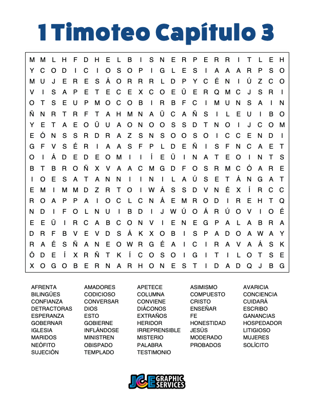Sopa de Letras - 1 Timoteo Cápitulo 3