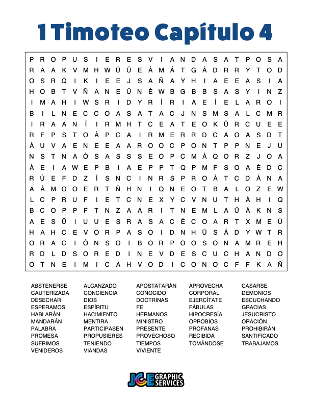 Sopa de Letras - 1 Timoteo Cápitulo 4