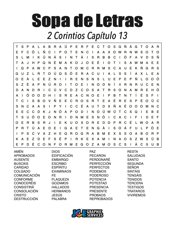 Sopa de Letras - 2 Corintios Cápitulo 13