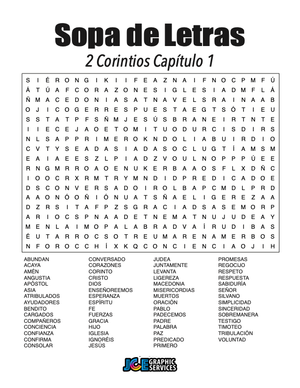 Sopa de Letras - 2 Corintios Cápitulo 1
