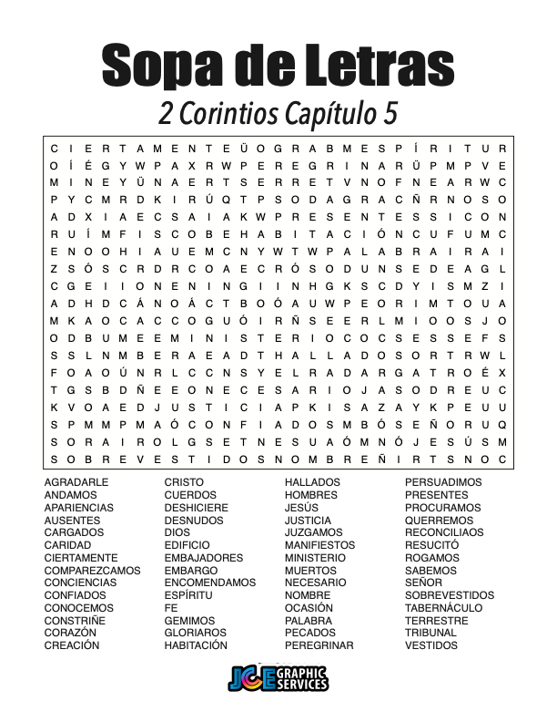 Sopa de Letras - 2 Corintios Cápitulo 5